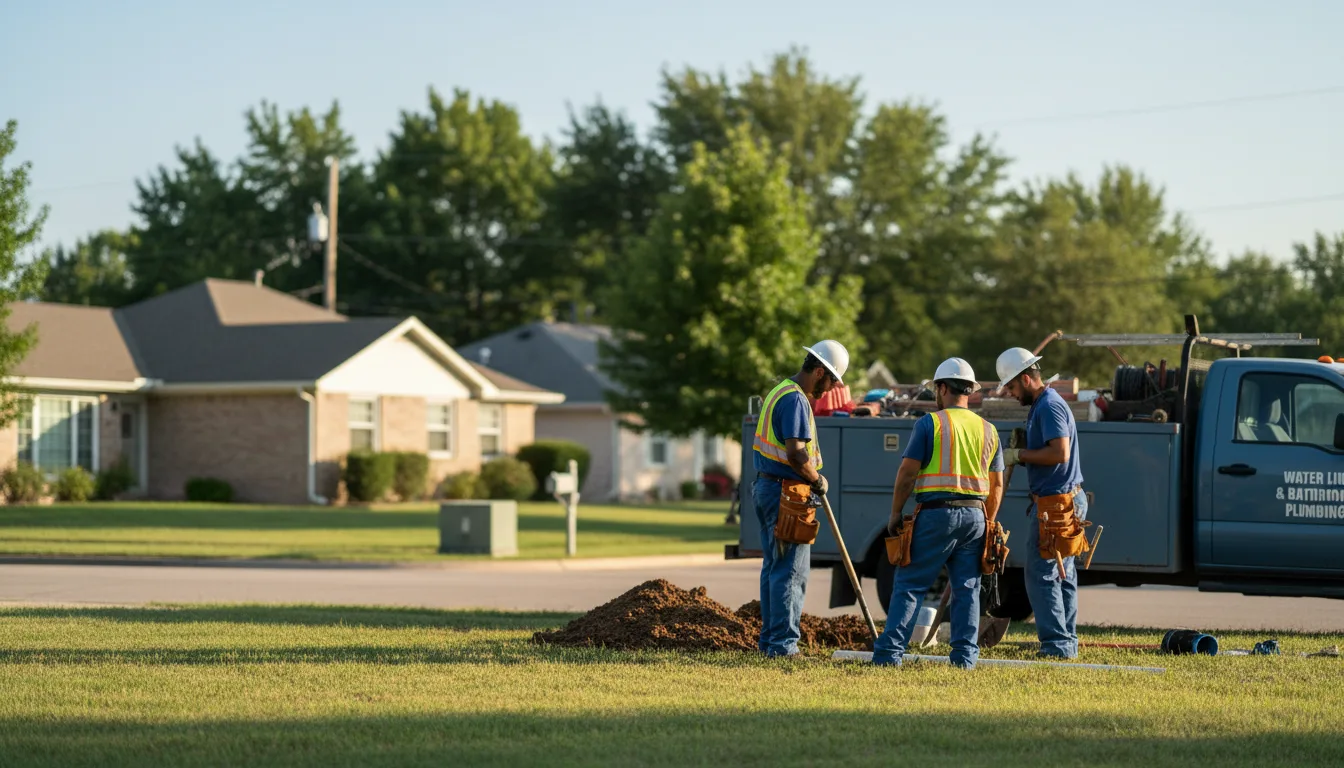 Residential water line and bathroom plumbing service in Haileyville, OK